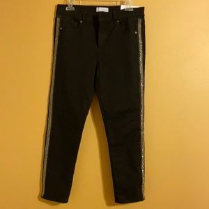 Loft Mid-Rise Black Jeans with Silver Trim